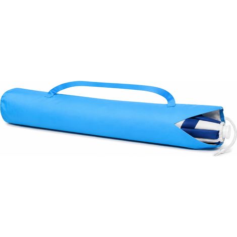 Sac porte-parasol de plage 120 x 18 cm - Housse en polyester avec bandoulière - Porte-parasol universel pour mer, camping et jardin - Bleu clair (1/5)