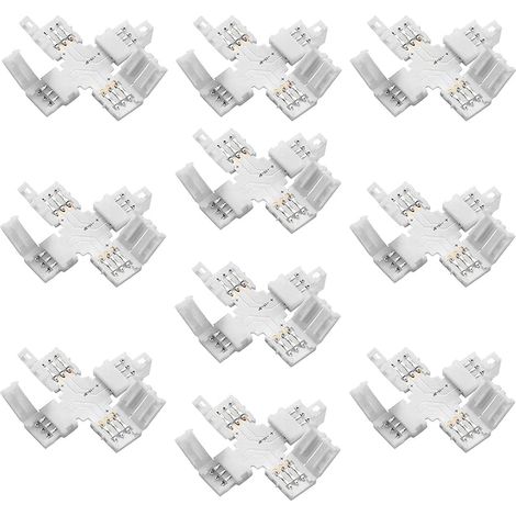 10 ensembles 3 broches connecteur LED 10 mm sans soudure connecteur d'éclairage LED extension d'éclairage en forme de X connecteur adaptateur LED sans soudure pour bandes LED WS2811 WS2812B SK6812 (1/5)