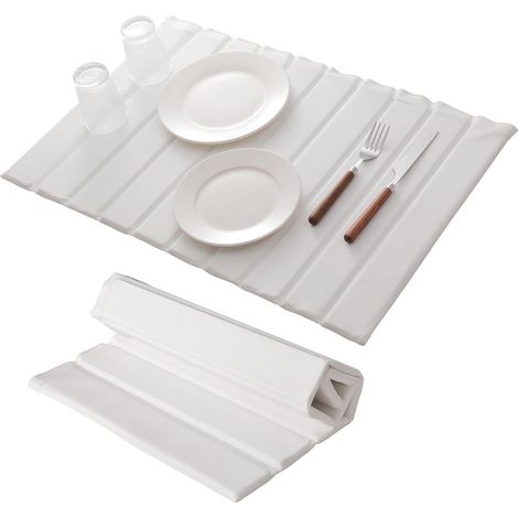 Tapete de secado de diatomita de 63×40 cm, blanco B, plegable/superabsorbente, para platos/tazas. (1/4)