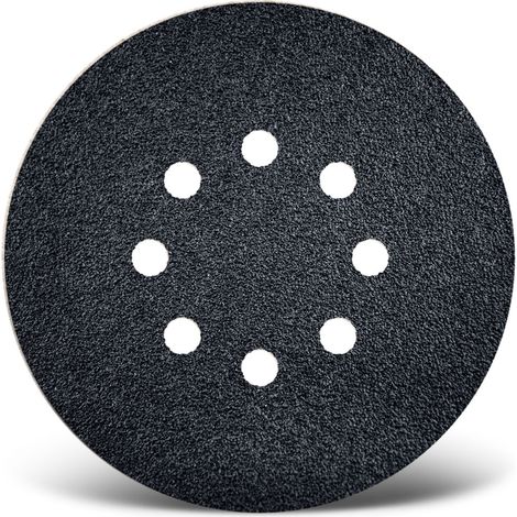 MENZER Black Disques abrasifs auto-agrippants, 150 mm, 8 trous, p. Ponceuses excentriques, Carbure de silicium (Lot de 25) G36