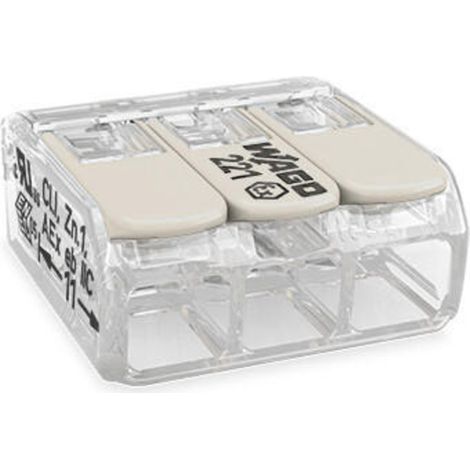 WAGO 221-483 Verbindungsklemme flexibel: 0.20-4 mm² starr: 0.20-4 mm² Polzahl: 3 1 St. Transparent, (1/2)