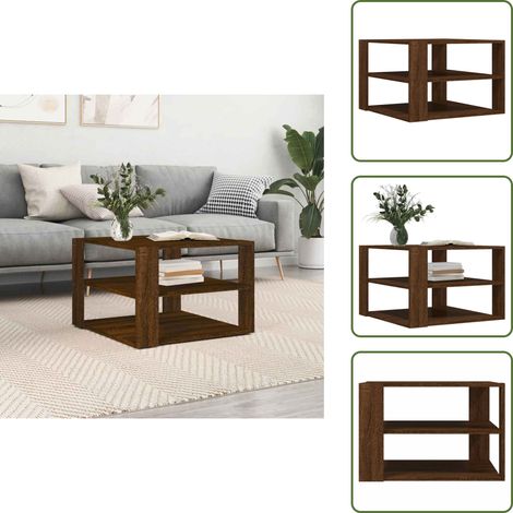 Table basse chêne marron 59,5x59,5x40 cm bois d'ingénierie - Table Basse - Meuble Salon - Table D'appoint - Table En Bois - Design Moderne (1/5)