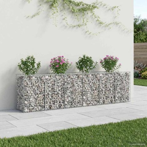 Gabionen Hochbeet 2 pcs Silber 300 x 50 x 80 cm