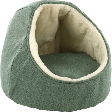 Panier Lana pour Chat et Chien Vert - 46x46x36cm - Grotte pour Chat et Chien - LIt pour Chat et Chien - Lavable - Fond Anti-dérapant - Lieu de Couchage Doux et Confortable (1/2)