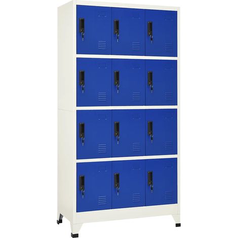 Armoire à casiers moderne pour bureau 90 x 45 x 180 cm avec porte étiquette design en acier gris (1/5)