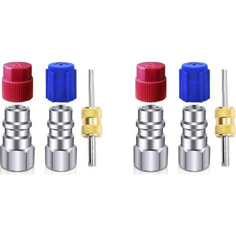 Convient pour 2 ensembles de kits de conversion R12 à R134a, kits d'adaptateurs de connecteurs de climatisation, filetage interne de 1/4 pouce, pour les systèmes de réfrigérant de climatisation automa (1/5)
