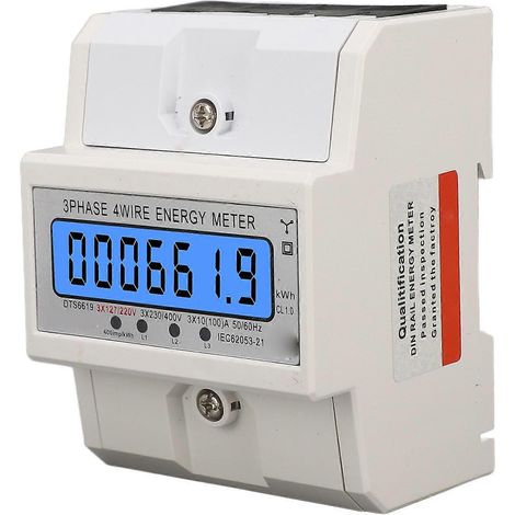 Digitaler Energiezähler, 3-phasig, 4-adrig, kWh, Stromzähler, Wattmeter, DIN-Schienenmontage, hintergrundbeleuchtetes LCD-Display, 3x127/2