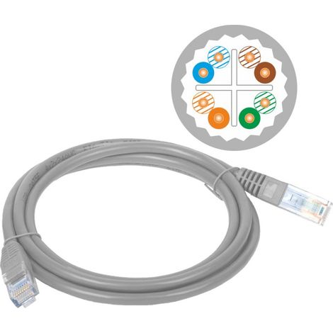 Cordon de brassage U/UTP cat.6A lsoh 1,0 m gris alantec (1/2)