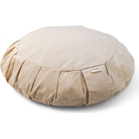 Cuscino da meditazione, zafu con grano saraceno - piatto in cotone naturale (1/2)