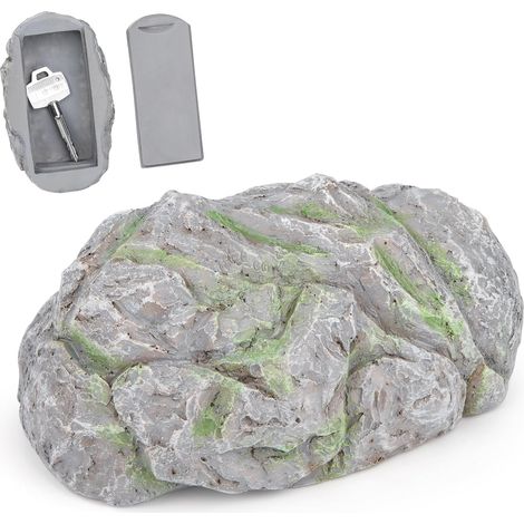 Nascondiglio di chiavi in pietra, scatola portaoggetti in finta pietra con scomparto segreto per geocaching, decorazioni da giardino, cassaforte mimetica (grigio chiaro) (1/5)