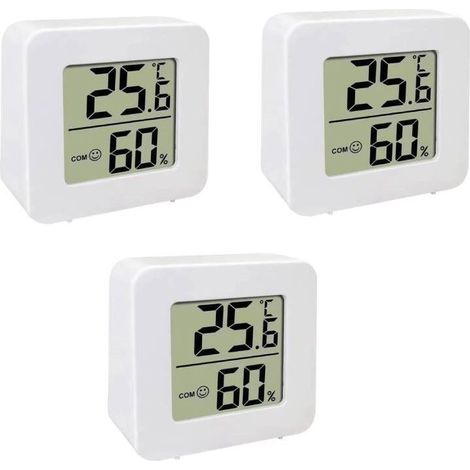 CYRILL – Termometro digitale, igrometro LCD, display chiaro, custodia compatta in ABS, adatto per monitoraggio interno, intervallo da -10 a 50°C, bianco, confezione da 3, 10-99 (RH), -10-50 (℃) (1/5)