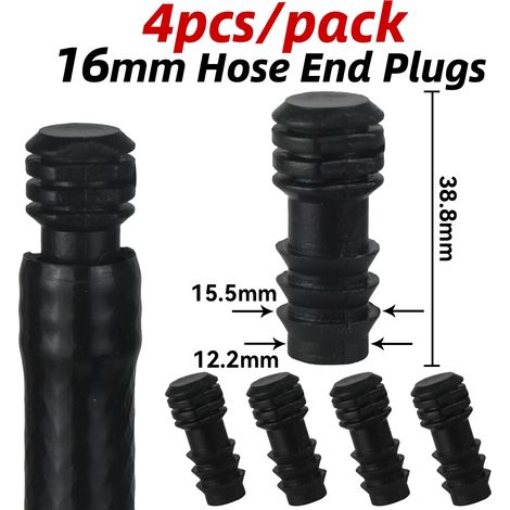 (Bouchon 16 mm - 4 pièces) 4 raccords cannelés (té, coude) pour tuyau d'irrigation goutte à goutte en PE (16 mm, 20 mm, 25 mm), compatibles avec tuyaux d'arrosage de jardin (1/2" et 3/4"). (1/5)