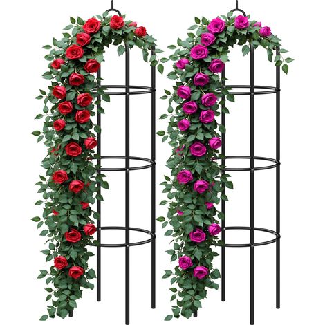 GARDEBRUK® Rose Arch Metal Trellis Garden Archway Climbing Plants Arbour Obelisk  2x rose column