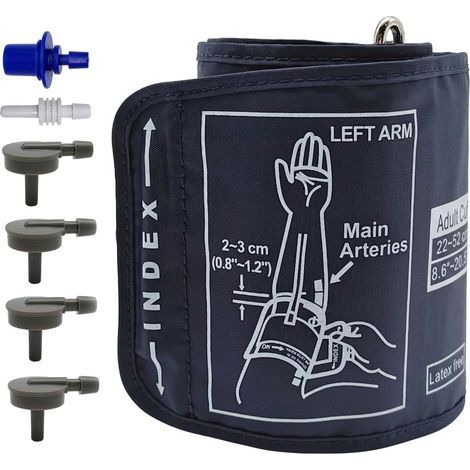 Brassard Tensiomètre avec 6 Connecteurs, Tensiomètre Électrique Tensiomètre Grand Brassard pour Circonférence de 22 à 52 cm Machines de Pression Artérielle à la Maison Brassard Compatible avec Omron