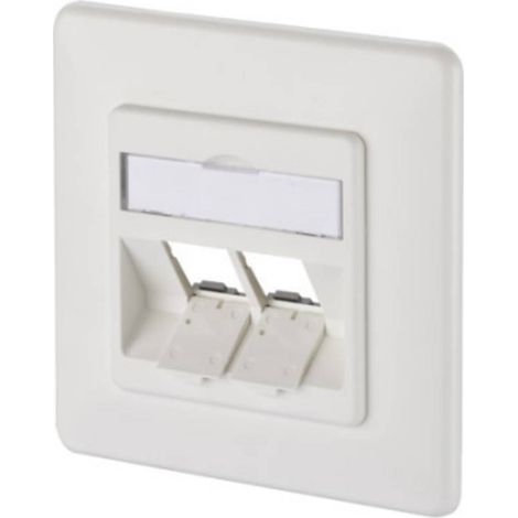 Metz Connect 130B20D21002KE Prise réseau encastré insert avec plaque centrale et châssis non équipé 2 ports blanc pur (RAL 9010) C151581 (1/2)