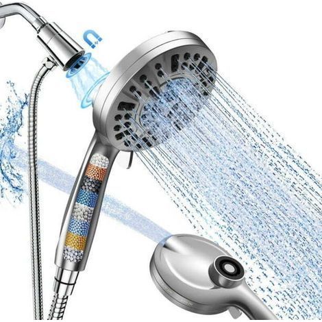 Filter Shower Head, 10 Modes High Pressure Handheld Shower Head with 5ft Shower Hose and Adjustable Holder Filter Shower Head, Removes Chlorine and Hard Water, Chro (1/5)