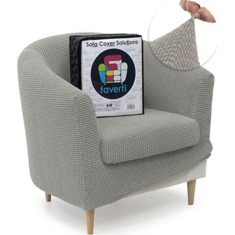 Housse de fauteuil Club avec housse de siège Housse super élastique compatible avec les fauteuils TULLSTA et BAKLA Modèle NOVELE Gris clair Tissu jacquard toucher coton (1/5)