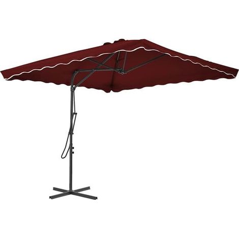 Parasol de jardin, poteau en acier bordeaux, dimensions 250 x 250 x 230 cm (1/5)