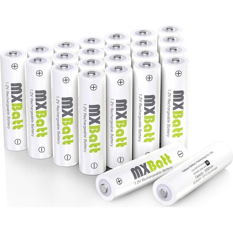 24 Piles AA Rechargeables NiMH, 1,2V 3200mAh, Faible Auto-décharge Pour télécommandes, horloges murales, réveils, stations météo, thermomètres hygromètres, lampes torches, bougies LED (1/5)