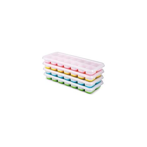 Bac à Glaçons, Lot de 4 Moule à Glaçons avec Couvercle, 14 Bac à Glaçons en silicone (1/5)