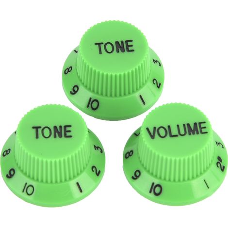 Bouton de réglage volume et tonalité pour guitare électrique, lot de 3 boutons verts, accessoire de remplacement pour manche ST SQ, contrôle de son précis, pièce de rechange guitare. (1/5)