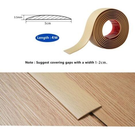 4M Bande de Seuil Barre de Seuil Auto-adhésive PVC Barres de Transition de Seuil Bande de Transition Sol pour Les Espaces Entre les Carreaux,les Sols en Bois, 5cm Grain de Bois Beige (1/3)