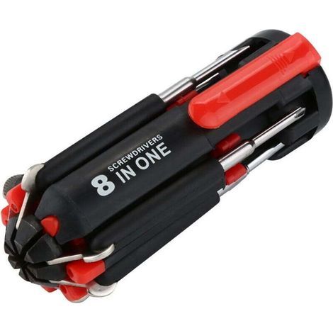 Tournevis Multifonction - 8 En 1 Avec Lampe Torche Intégrée - Pour Bricolage Réparation Domestique Et Travail En Intérieur - 1 Pièce (1/4)