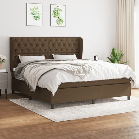 Sommier à lattes de lit avec matelas Marron foncé 160x200 cm (1/5)