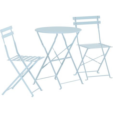 Ensemble Table de Jardin & 2 Chaises "Tao" 71cm Bleu