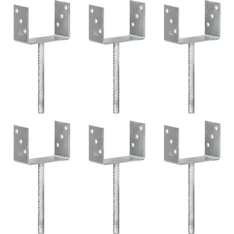 Lot de 6 Piquets de clôture  Piquets pour grillage Argenté 14x6x30 cm Acier galvanisé 52199 (1/5)