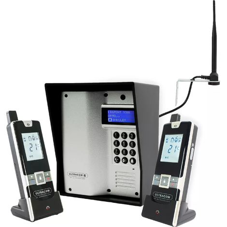 Interphone 600m autonome sans-fil - UltraCOM3 visière noire + 2 combinés + antenne : "contourner obstacle / pilier" (1/5)