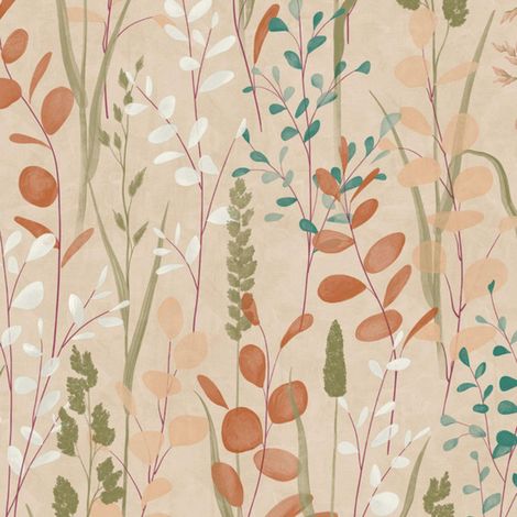 Grandeco Karuna Wildflowers Peach Wallpaper Botanical Natural Paste The Wall (1/4)