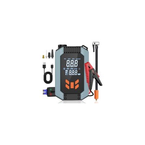 Booster Batterie Voiture Puissant 12V 1200A Démarreur de Voiture, Démarreur avec 150 PSI Compresseur D’Air, avec Pinces de Sûreté Intelligentes, Convient 12V 5.0LGas/12V 3.0L Diesel