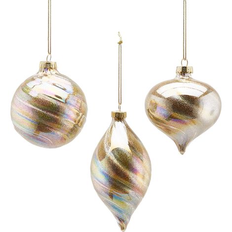 Palline per albero di natale in vetro color Oro pendagli decorati lucidi -Pallina Tonda