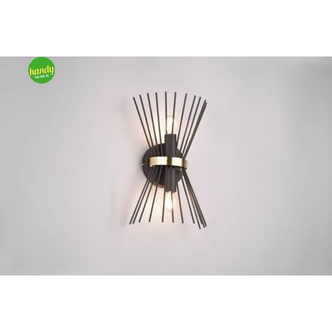 ROD APPLIQUE BACCHETTE DI METALLO NERO E ORO A BI-EMISSIONE H. 31CM 2 LUCI ATTACCO E14 (1/3)