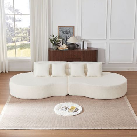 Canapé modular de chenilla beige 310 cm, 2 piezas, sin estructura, desenfundable y lavable