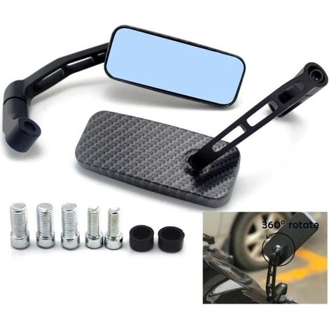 Rétroviseur de conversion de moto entièrement en aluminium, verre bleu, barre carrée courbée (imprimé serpent) (1/4)