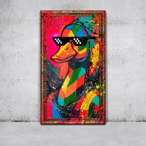 Gemälde Entchen-Vibe Rahmen Gold 140x70 cm (1/5)