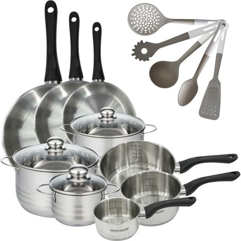 Lot de avec Poêles 20/24/28 cm, Faitouts 16/20/24 cm & Casseroles 12/16/20 cm Fackelmann Geneva et 5 Ustensiles (1/5)