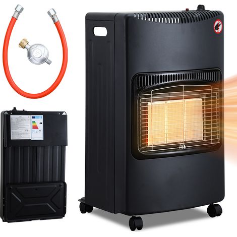 Jiubiaz Gasofen Keramik 4200 Watt mit 3 Stufen, Sauerstoffmangelsicherung, Gasschlauch & Regler, 5 Rollen (1/5)