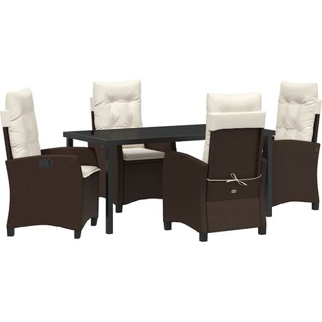 Garden Dining Set 5 pcs Brown Poly Rattan vidaXL (1/5)