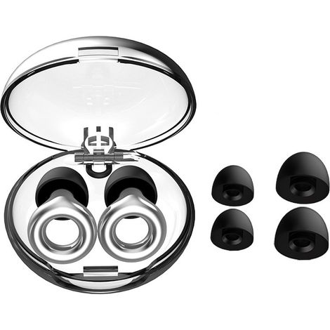 Bouchons d'oreilles antibruit avec poignée, argentés, en silicone, réutilisables, pour dormir