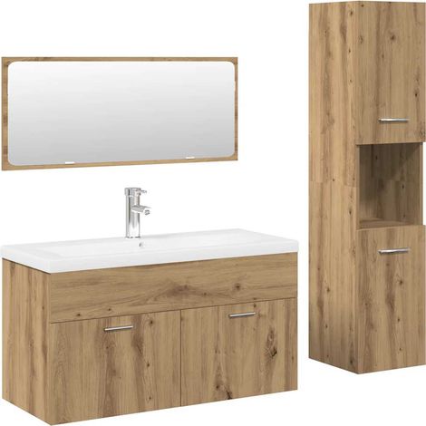 Maison Exclusive - Set Mobili da Bagno 4 pz Rovere Artigianale Legno Multistrato