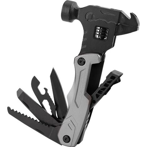 Multifunktionaler Hammer mit gebogenen Kanten für Outdoor-Aktivitäten wie Camping, Geschenk für Männer, 12-in-1-EDC-Messer, Schraubendreher, Werkzeugset (1/4)