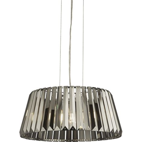 Searchlight Tiara Luminaire suspendu à 5 ampoules, verre fumé chromé (1/4)