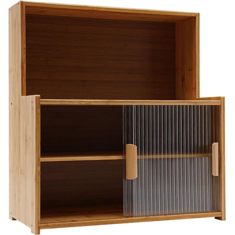 Armoire de rangement de bureau - 55 x 28 x 61 cm - En bambou - Capacité de charge : 7,5 kg - Pour plan de travail, fournitures de bureau, collections de cosmétiques
