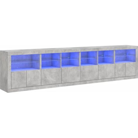 Aparador buffet cómoda armario mueble organizador cocina salón salón con luces LED 283 x 37 x 67 cm gris 020029994