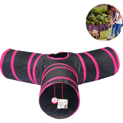 Tunnel Jouet Pour Chat - 3 Voies Repliable - Structure Acier Souple - Idéal Pour Chats Chiens Lapins - 1 Pièce (1/5)