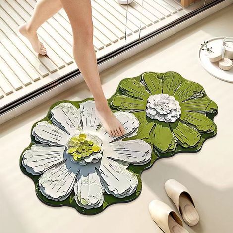 Diatomeen-Badematte, saugfähig – rutschfeste Schmutz- und verschleißresistente Fußmatte, elegantes schwarzes Ölgemälde-Design (60 x 90 cm)-lsw
