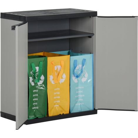 Meubles de Rangement,Armoire à déchets de jardin Gris et noir 68x40x85 cm PP CFW810746 (1/5)